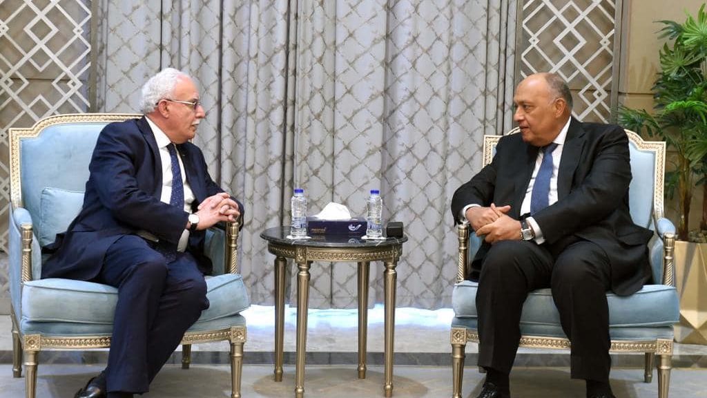 سامح شكري يلتقي وزير خارجية فلسطين 