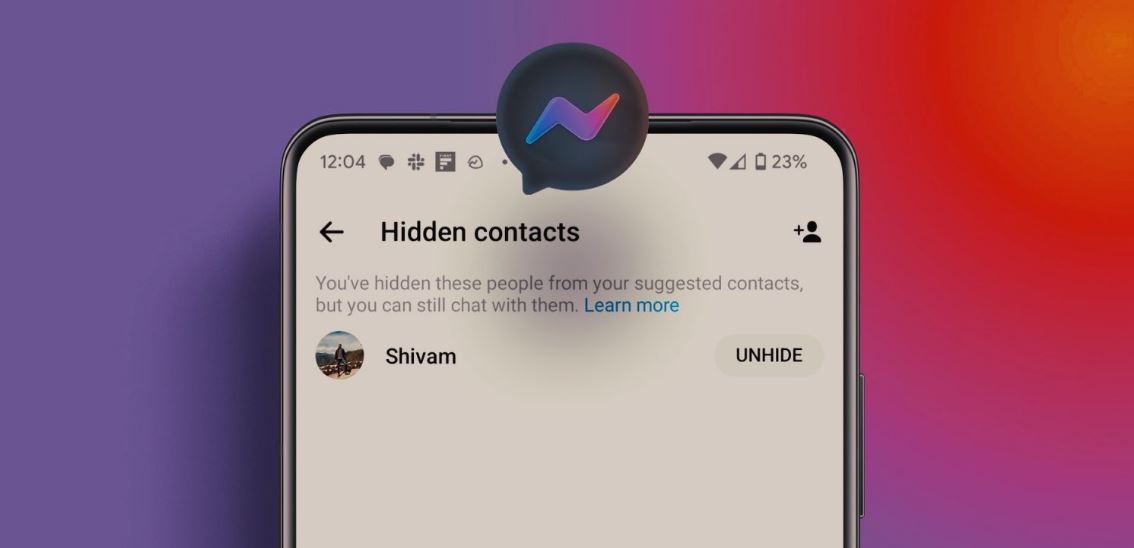 إخفاء شخص ما من المقترح على تطبيق ماسنجر 