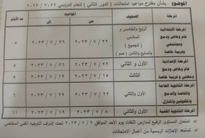  موعد امتحانات الدور الثانى بمطروح