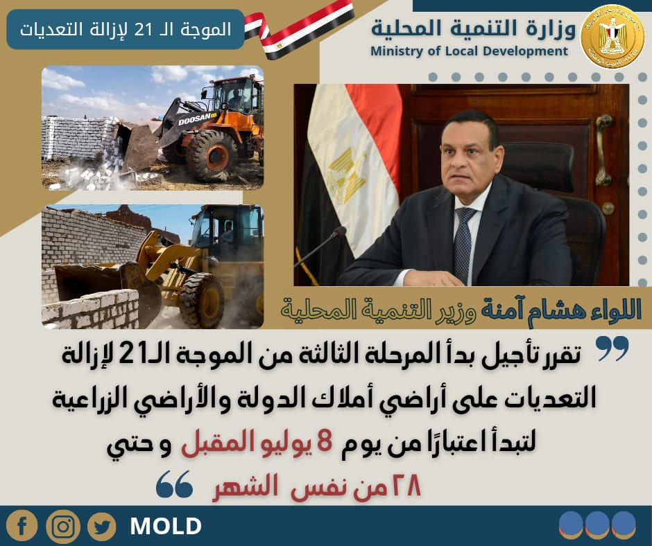 موجة ازالة التعديات على أملاك الدولة 