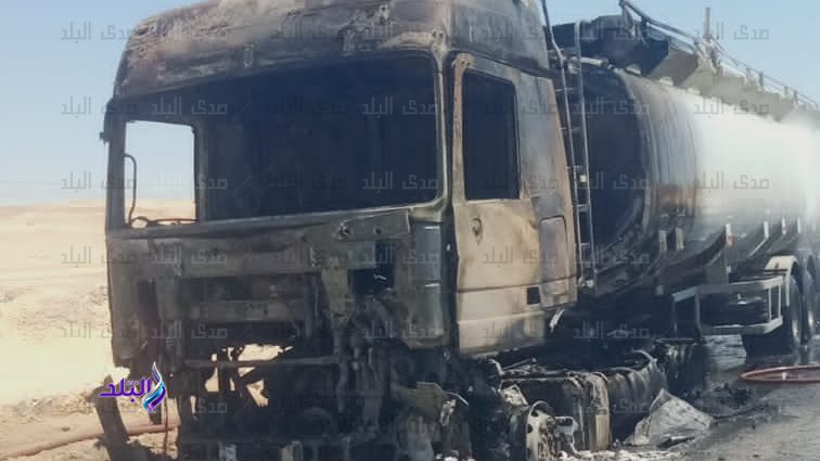 احتراق سيارة نقل مواد بترولية بأسيوط 