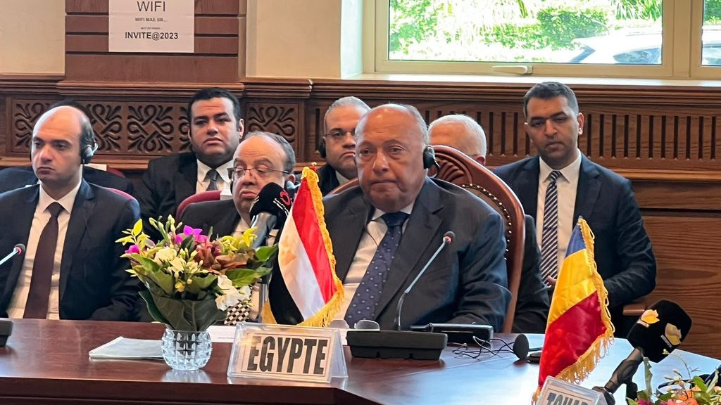 شكري خلال اجتماع وزراء خارجية دول جوار السودان في تشاد