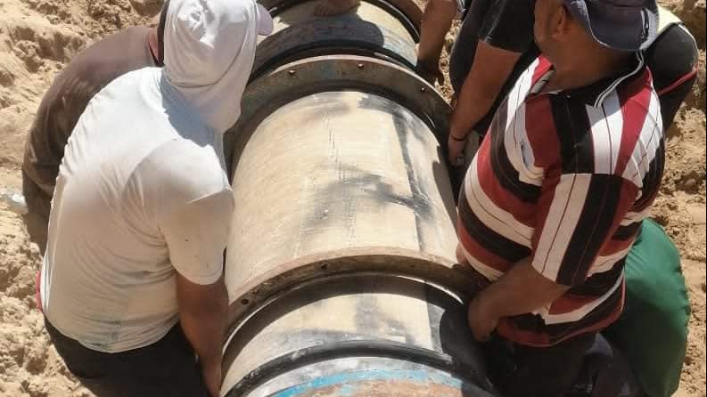 إصلاح خط مياه الشرب بالزهور