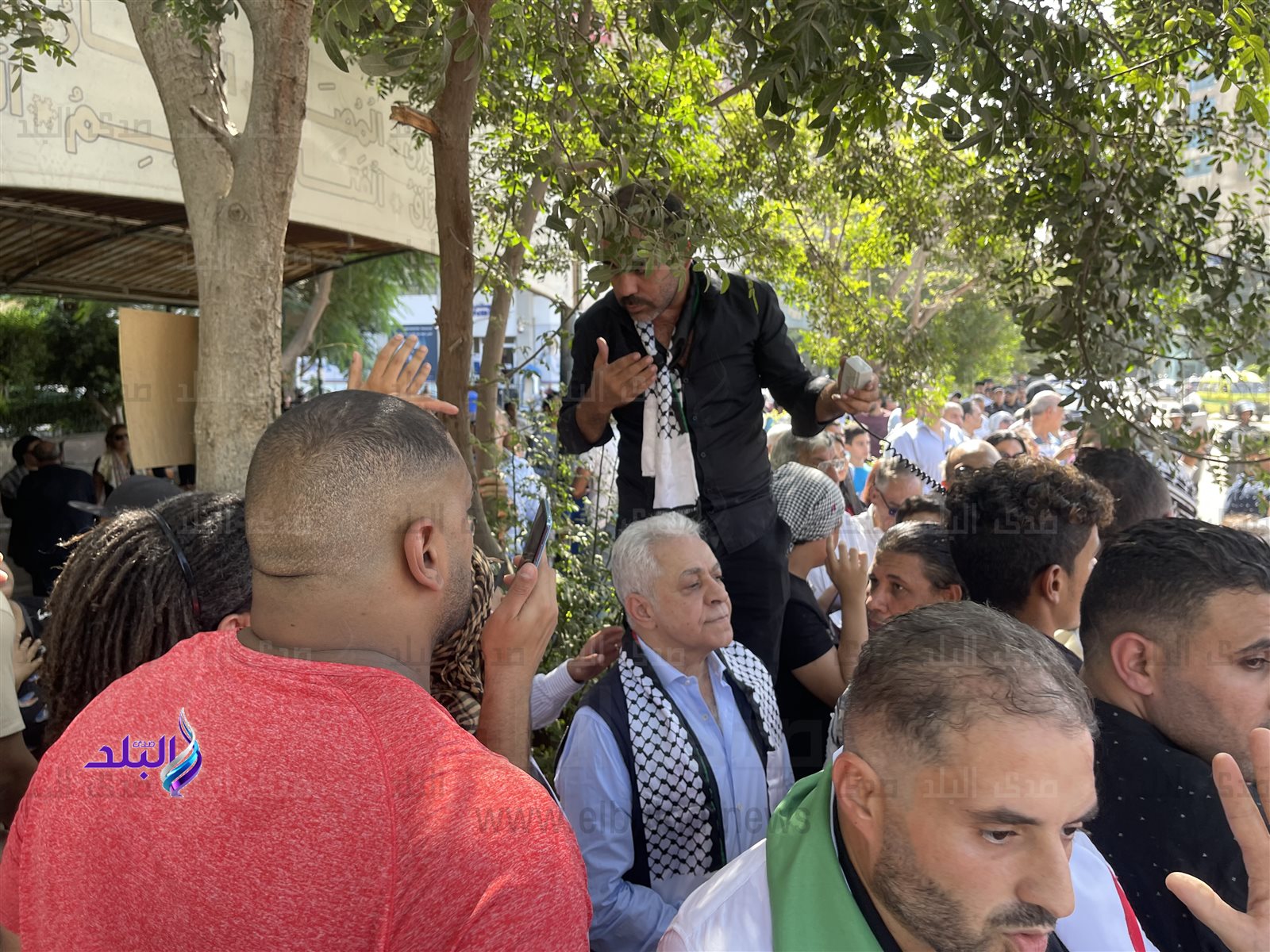 حمدين صباحي خلال تظاهرات مصطفى محمود دعمًا للقضية الفلسطينية