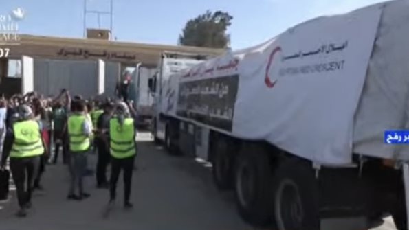 دخول اول شاحنة لقطاع غزة