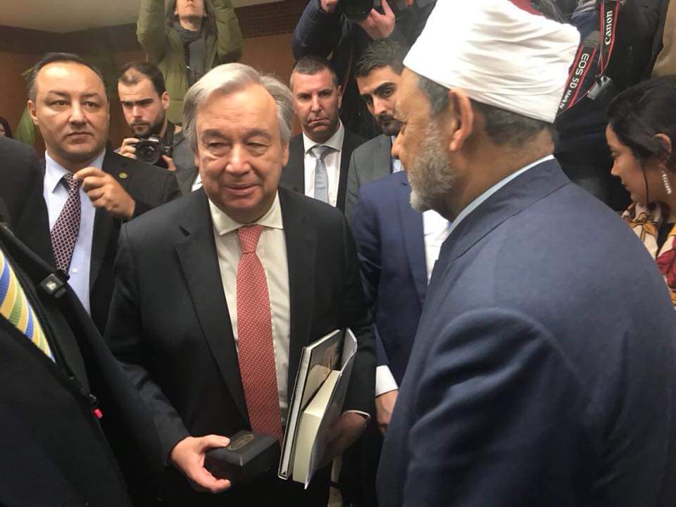 شيخ الأزهر والأمين العام للأمم المتحدة 