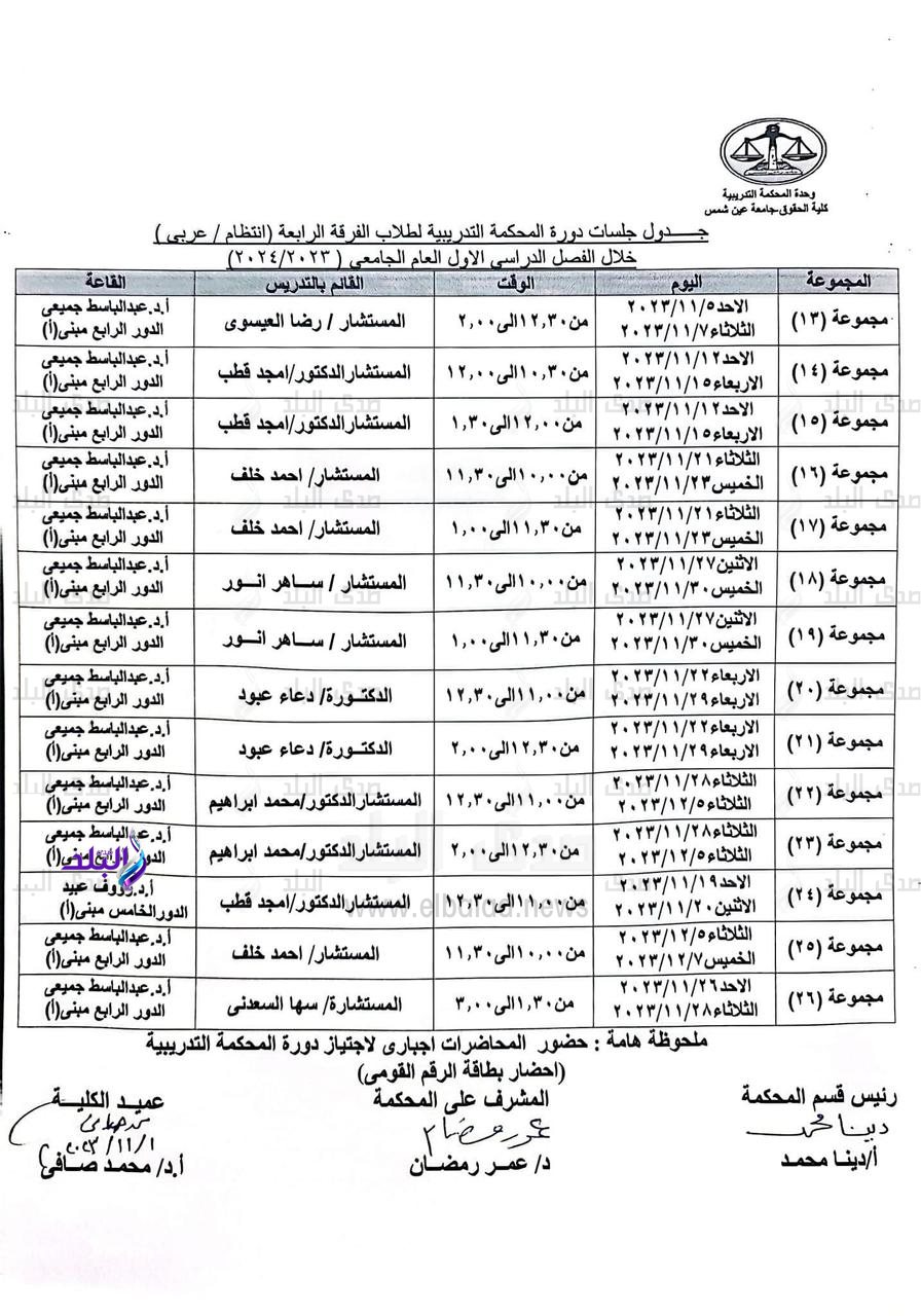 دورات المحكمة التدريبية بحقوق عين شمس2