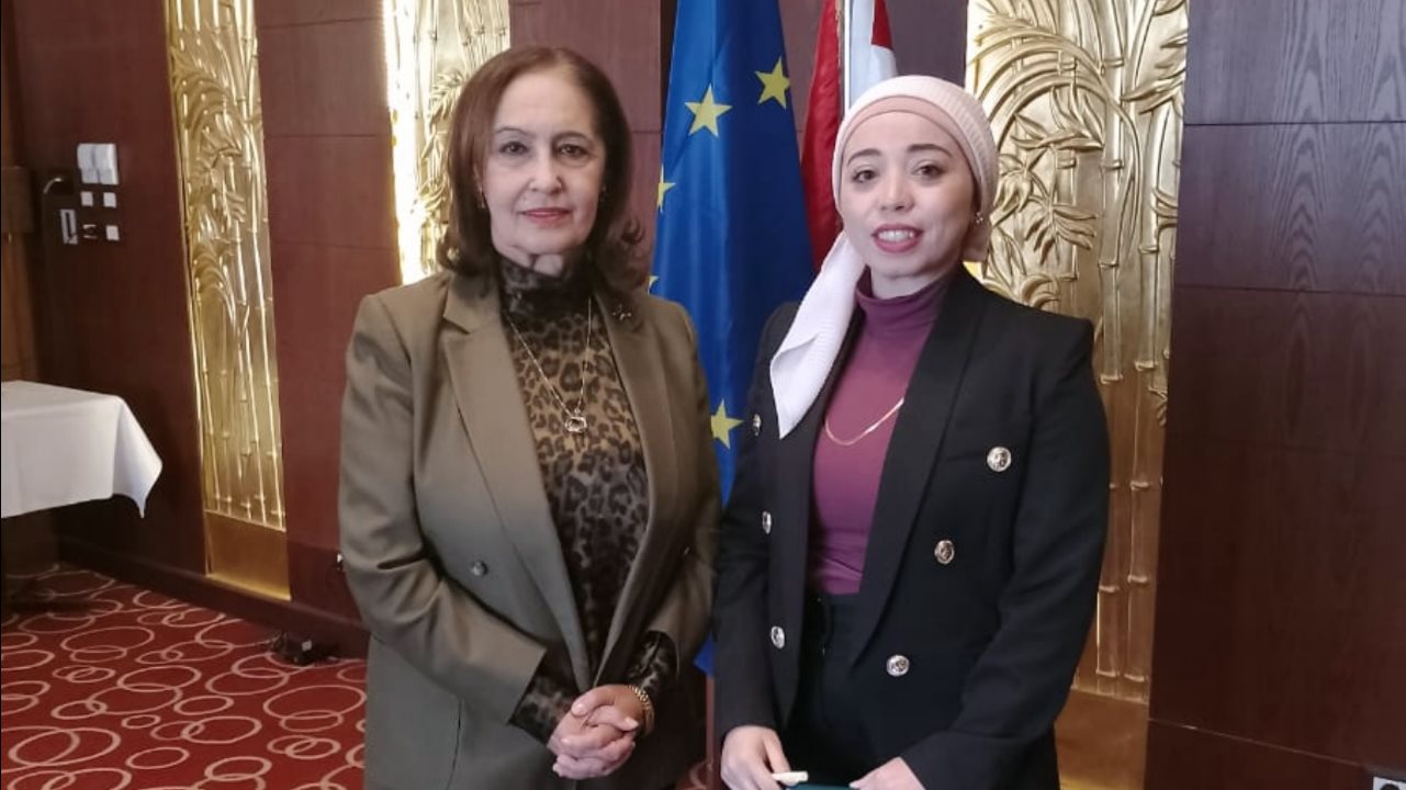 السفيرة نائلة جبر مع محررة صدى البلد نورهان خفاجي