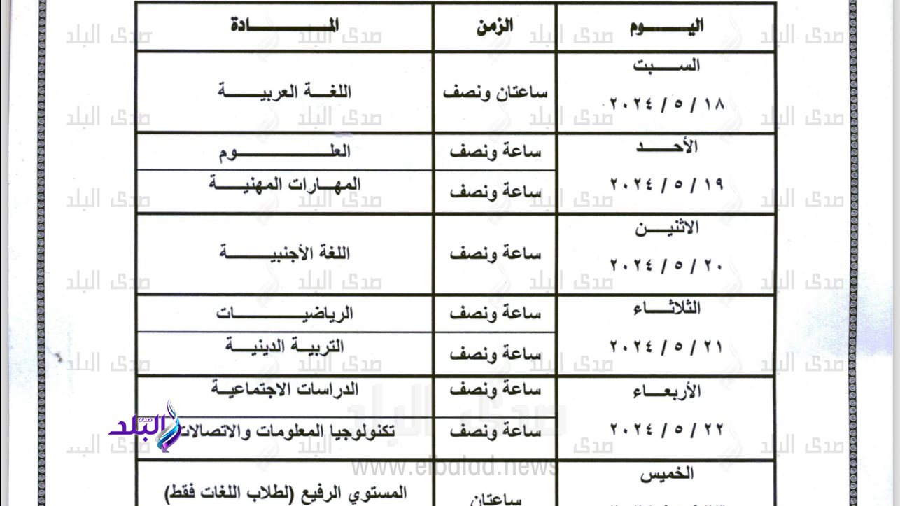 جدول امتحانات ابناؤنا في الخارج 2024