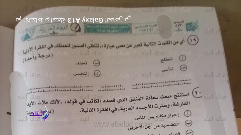 امتحان اللغة العربية 