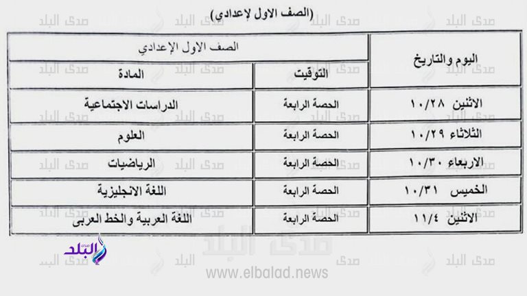 جدول امتحانات شهر اكتوبر 2024