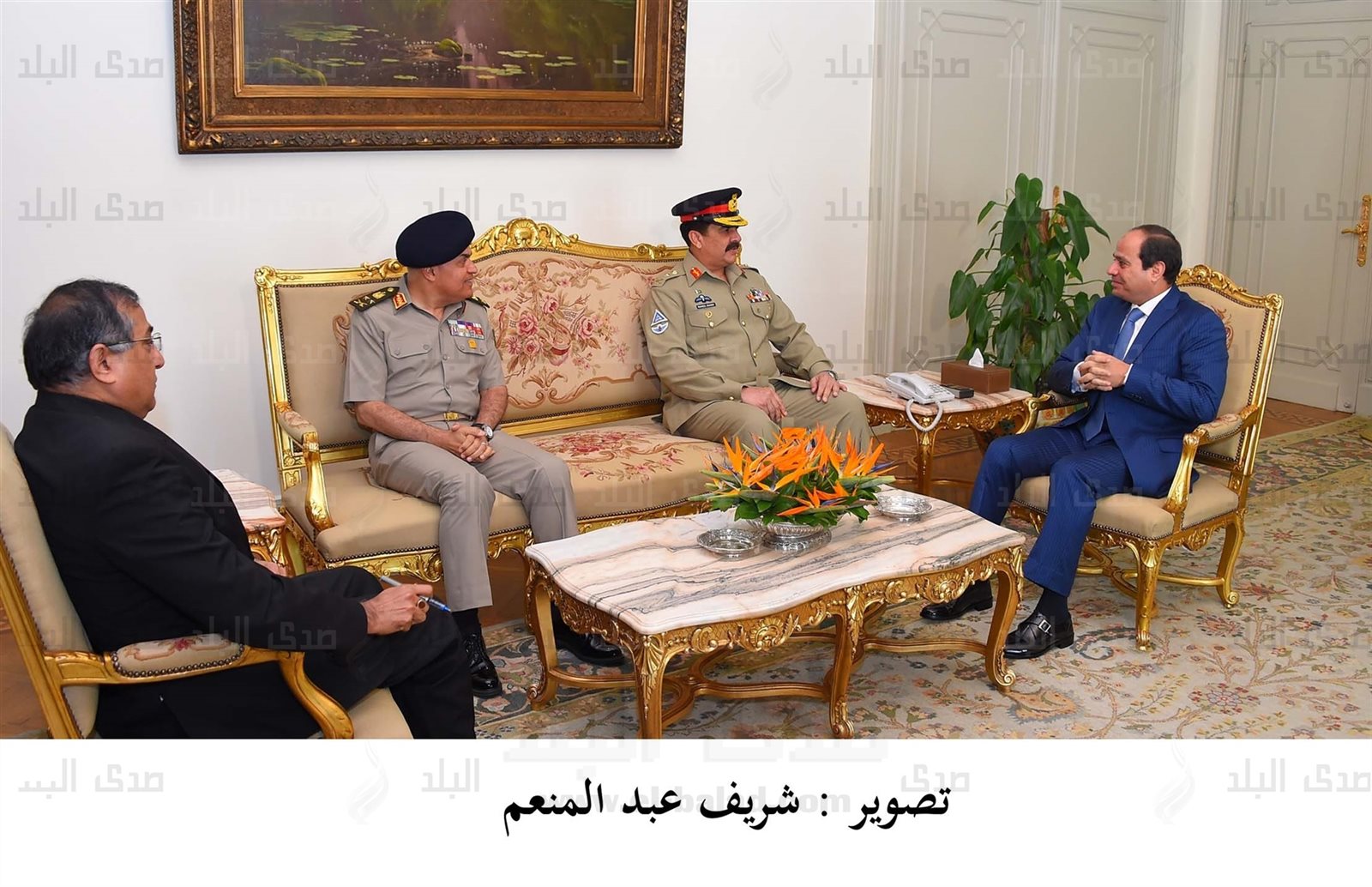 السيسي ووزير الدفاع والمسئول العسكري الباكستاني السيسي ووزير الدفاع والمسئول العسكري الباكستاني