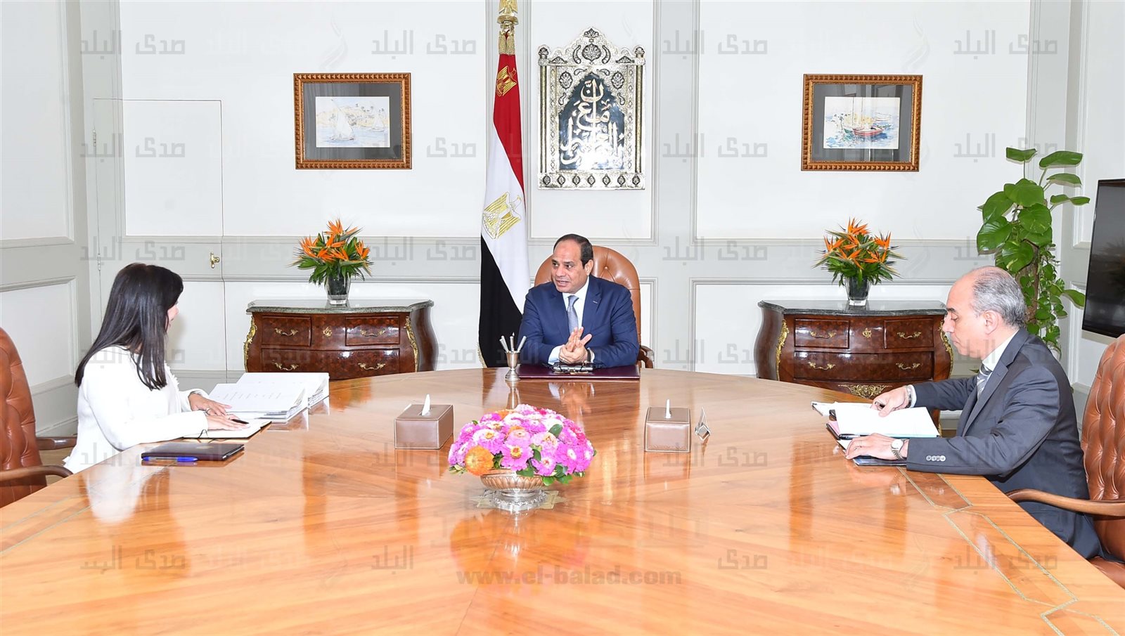 السيسي وداليا خورشيد وعلاء يوسف