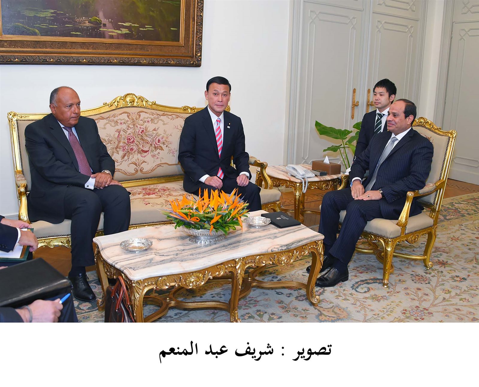 السيسي وسامح شكري ونائب وزير خارجية اليابان