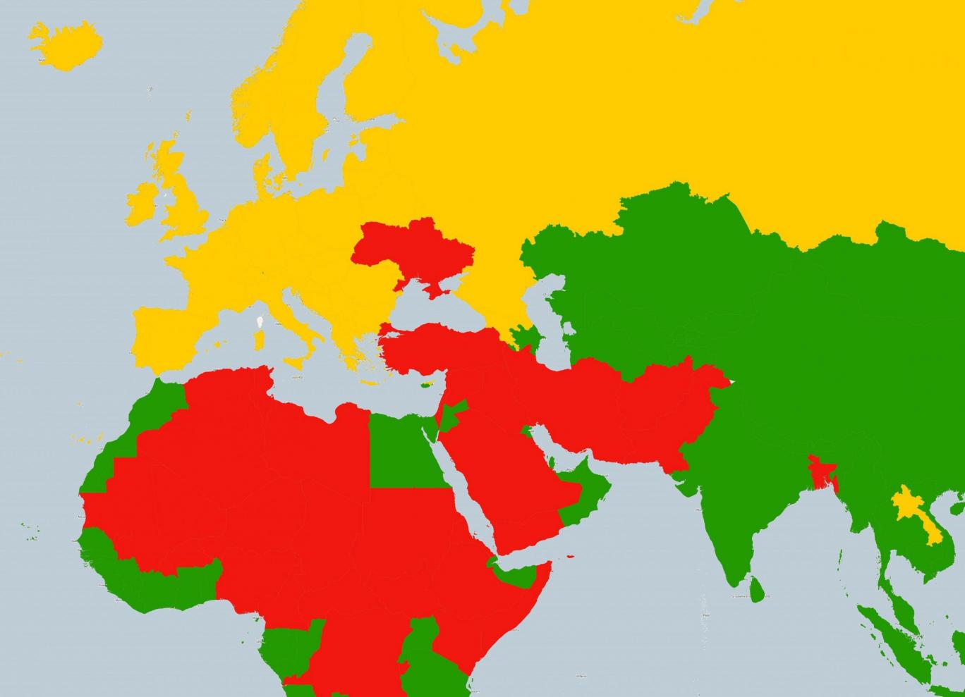 خريطة أمريكا للدول الآمنة سياحيا