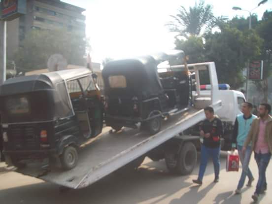 حملة مكبرة لرفع الإشغالات والتوكتوك بشوارع حلوان