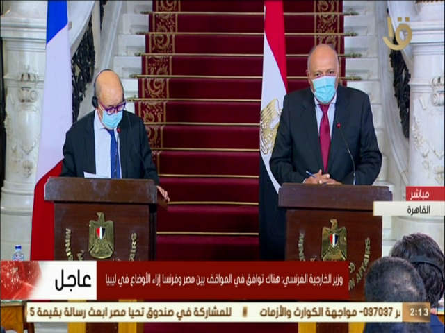 سامح شكري ونظيره الفرنسي  سامح شكري ونظيره الفرنسي