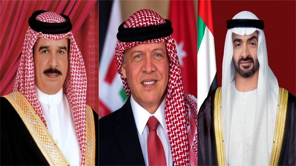 الشيخ محمد بن زايد والملك عبدالله والملك حمد بن عيسى