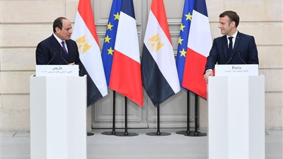 جانب من لقاء السيسي وماكرون