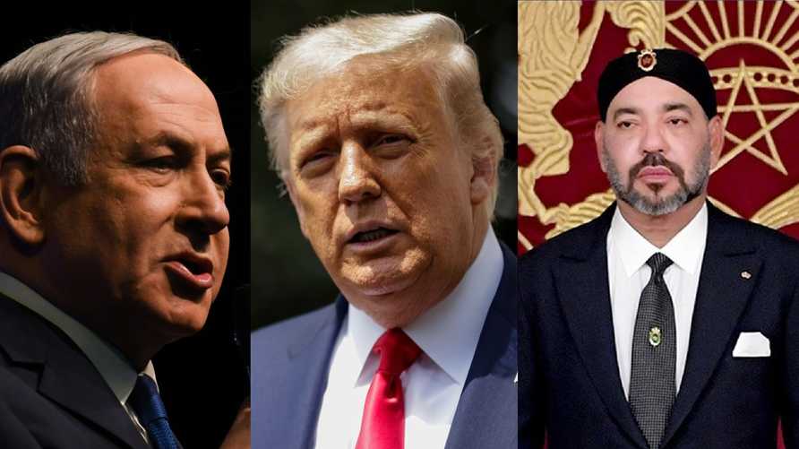 العاهل المغربي والرئيس الأمريكي ورئيس وزراء اسرائيل