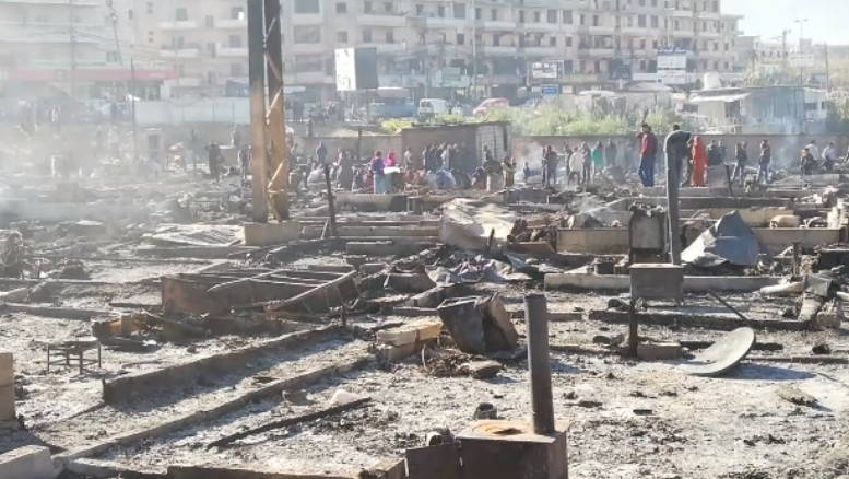 حريق مخيمات اللاجئين السوريين