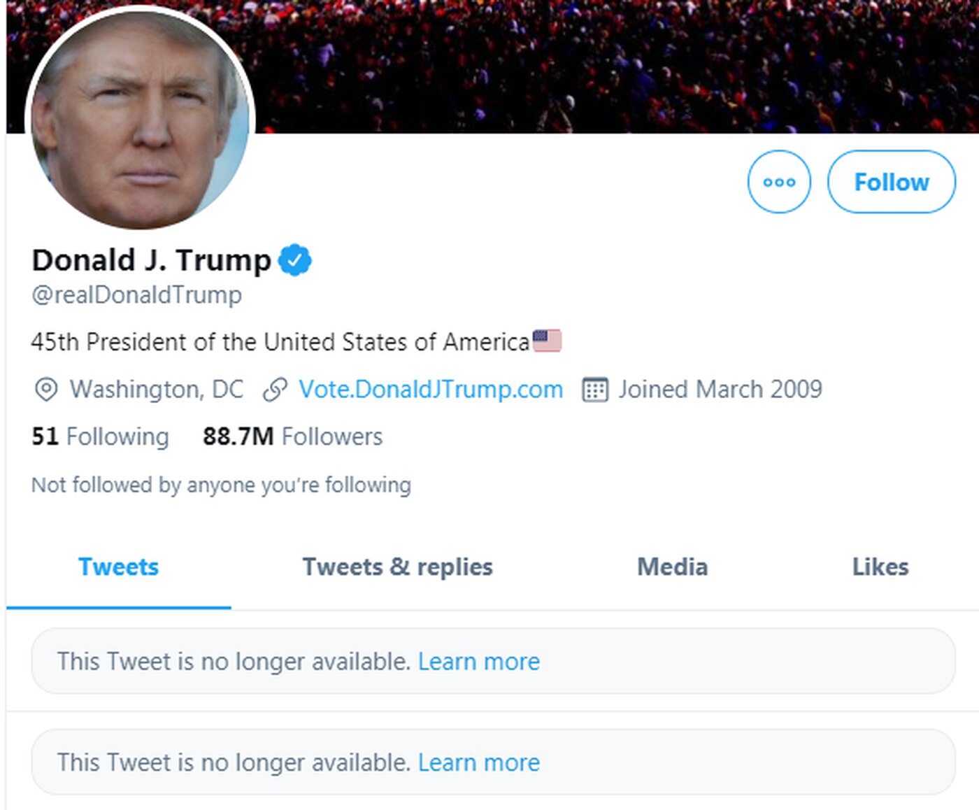 تويتر يهدد بإغلاق حساب ترامب نهائيا