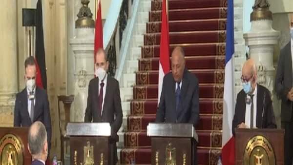 مؤتمر صحفي لـ سامح شكري ونظيره الأردني والالماني والفرنسي 