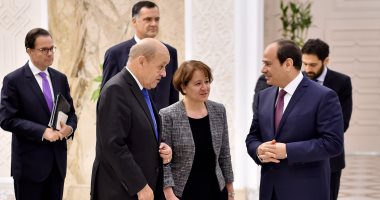 استقبال الرئيس السيسي لوزير الخارجية الفرنسي 