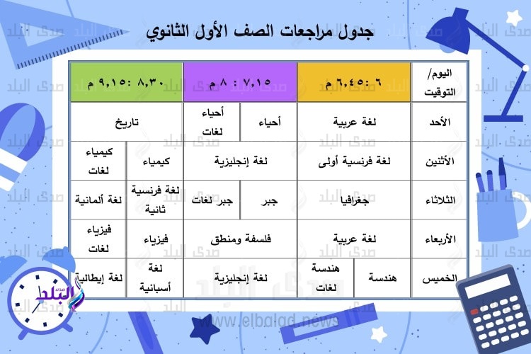 مواعيد المراجعات النهائية
