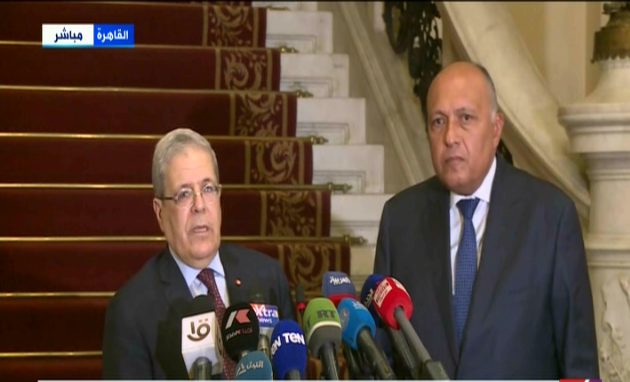 وزير الشؤون الخارجية التونسي عثمان الجرندي وسامح شكري