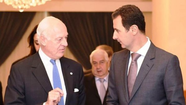 بشار الأسد مع دي ميستورا بشار الأسد مع دي ميستورا