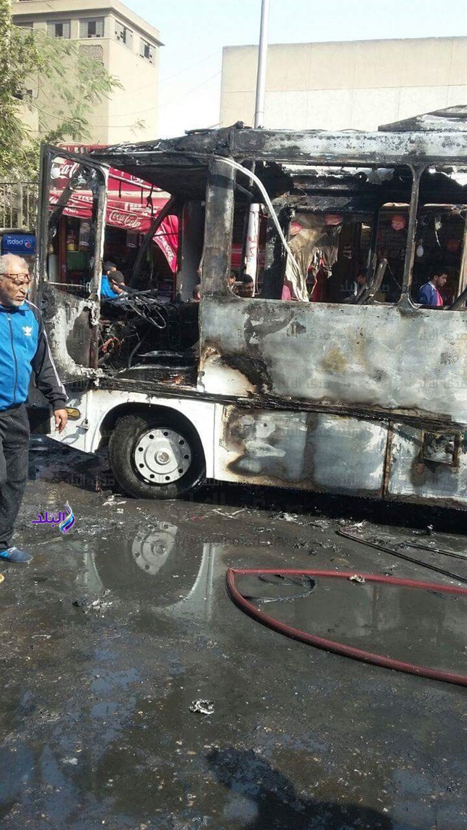 حريق شب فى اتوبيس ركاب