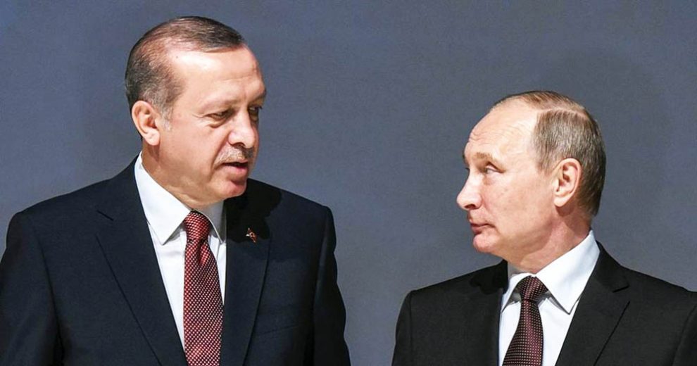 بوتينمع نظيره التركي رجب طيب إردوغان بوتينمع نظيره التركي رجب طيب إردوغان