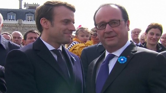 الرئيس الفرنسي فرانسوا أولاند والجديد إيمانويل ماكرون