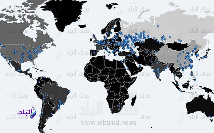 خريطة للدول التى تعرضت للهجمات اللإلكترونية