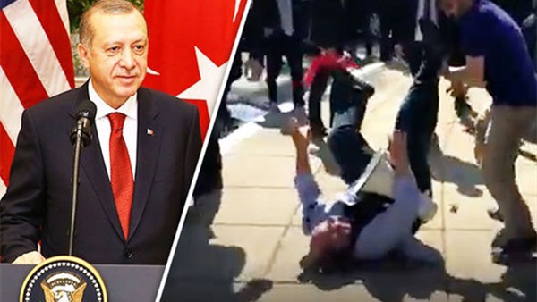 أردوغان والأحداث الدموية أمام السفارة التركية بأمريكا