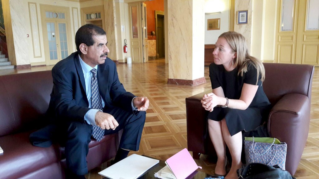 الفيحاني خلال اجتماعه مع المسئولة الدولية الفيحاني خلال اجتماعه مع المسئولة الدولية