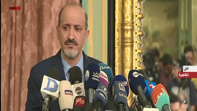 جانب من المؤتمر الصحفي للغد السوري بالقاهرة