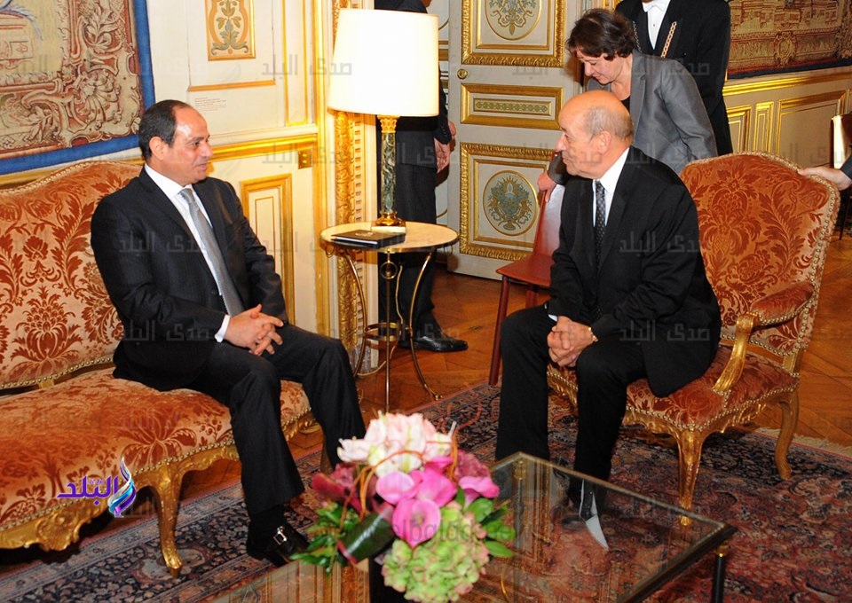 الرئيس السيسي ووزير خارجية فرنسا