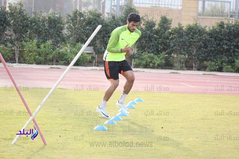 احمد مجدي اثناء التدريبات التأهيلية اليوم