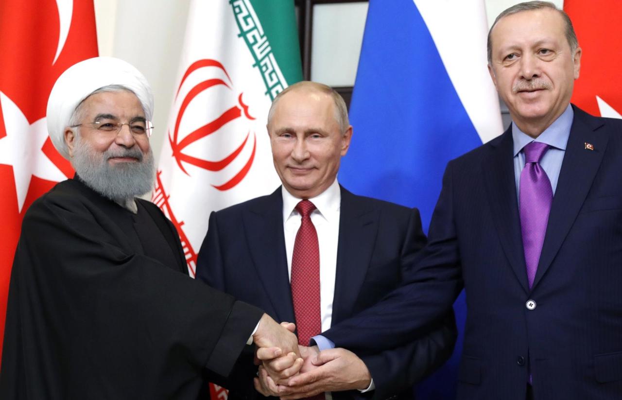 بوتين و إردوغان و حسن روحاني بوتين و إردوغان و حسن روحاني