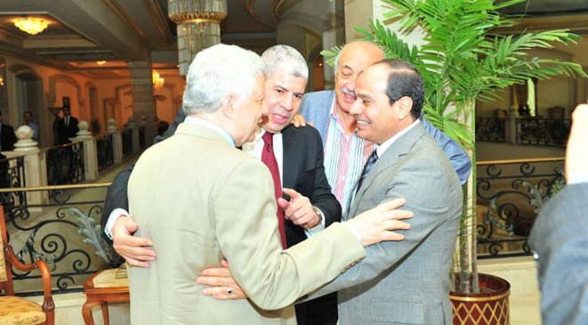 الرئيس السيسي مع شوبير ومرتضى منصور 