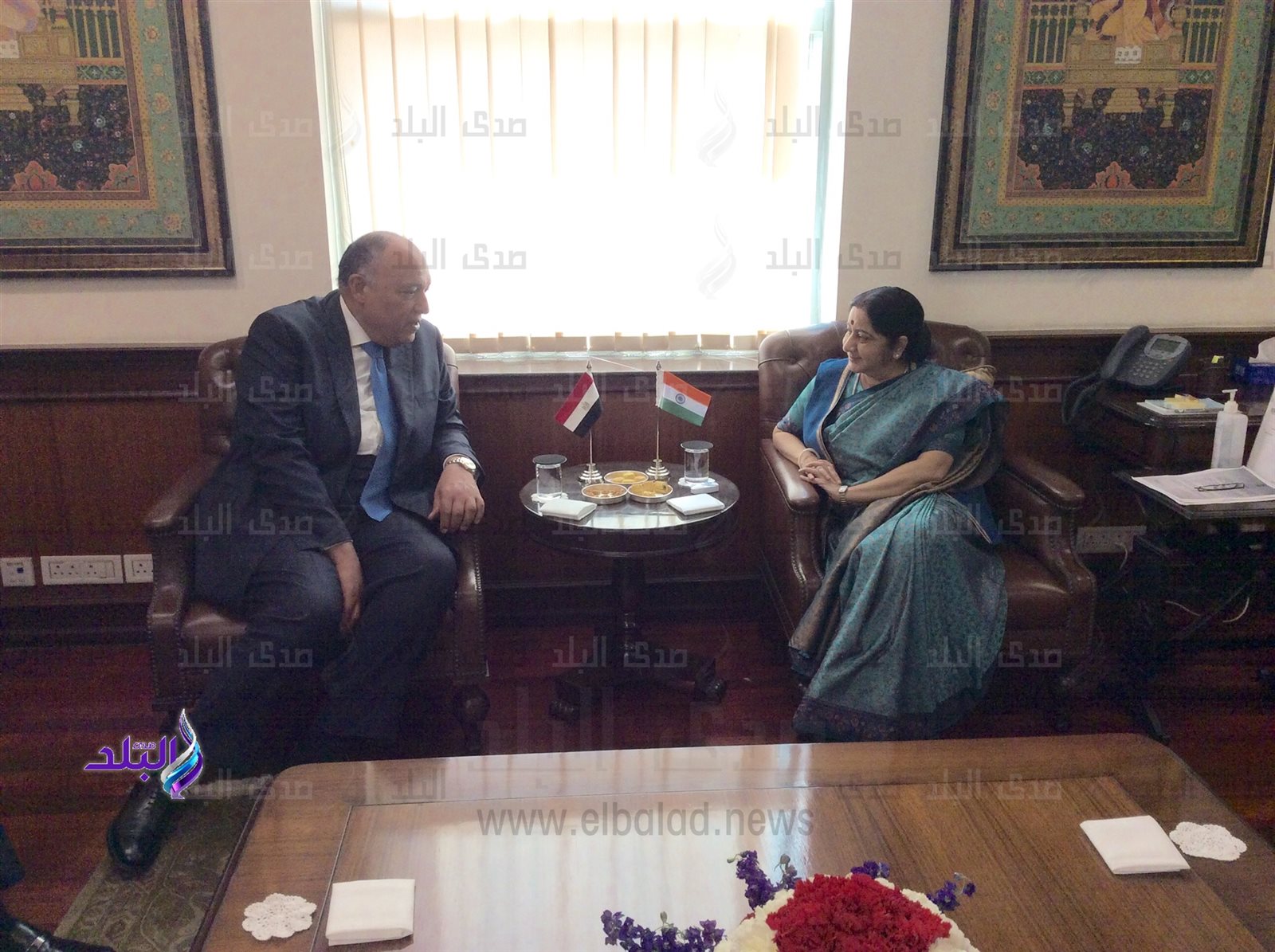 سامح شكري مع نظيرته الهندية