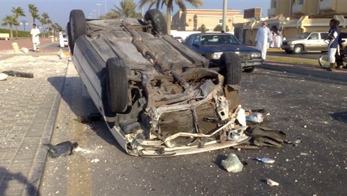 سيارة مقلوبة (صورة أرشيفية)