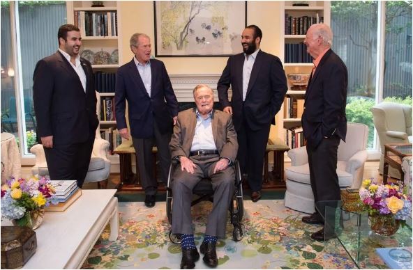 الأمير محمد بن سلمان في زيارة الرئيسين بوش