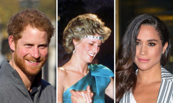 الأميرة ديانا وابنها الأمير هاري وخطيبته ميجان ماركل