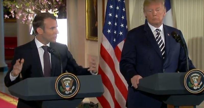 ترامب وماكرون خلال المؤتمر الصحفي المشترك