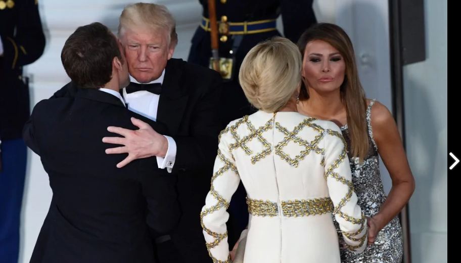 ترامب وميلانيا يستقبلان ماكرون وبريجيت