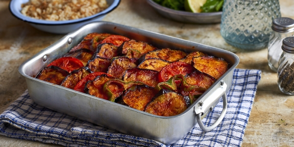 باذنجان ثوم وفلفل 