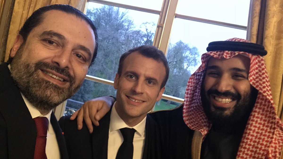 ولي العهد السعودي والرئيس الفرنسي وسعد الحريري 